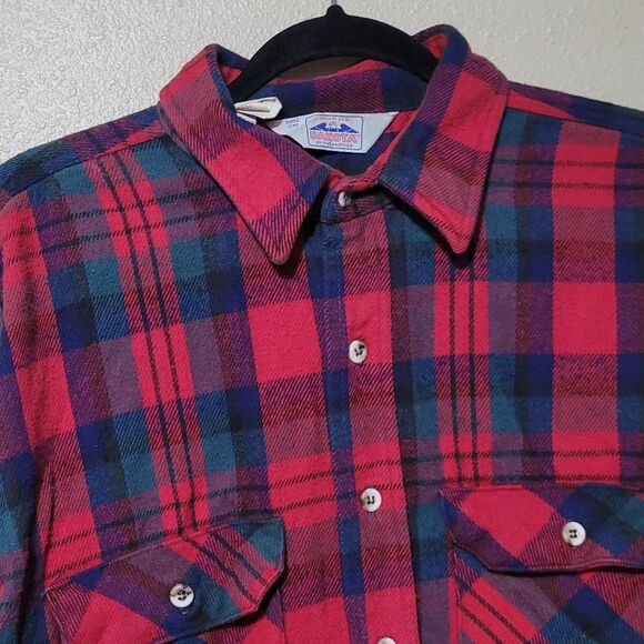 Vintage Dakota by Five Brother USA Plaid Flannel Shirt Men’s XL Red Blue Cotton - Picture 5 of 7